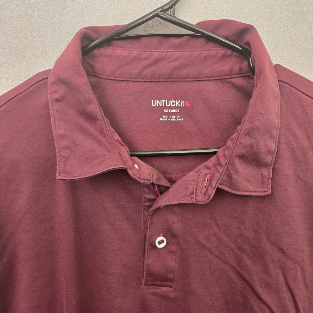 UNTUCKit Damaschino Polo Shirt Mens XX Large Maroon Long Sleeve Cotton